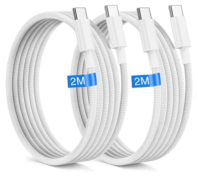 Image de Lot-2 Câble USB-C vers USB-C 60W pour iPhone 17 Pro Max iPhone 17 16 15 - 2 Mètre Charge Rapide