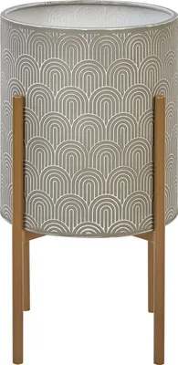 Zdjęcie produktu dla BELIANI Doniczka na stojaku szara metalowa 31 x 31 x 58 cm kwietnik stojący stojak na kwiaty do salonu nowoczesny