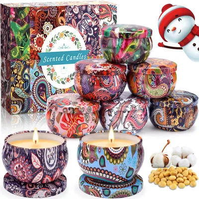 Duftkerzen Geschenkset, 8 Stück, Sojawachs, 100-120 h Brenndauer