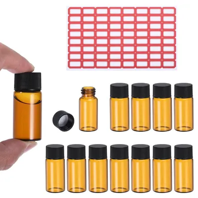 12 bernsteinfarbene Glasfläschchen 10 ml mit Schraubdeckel