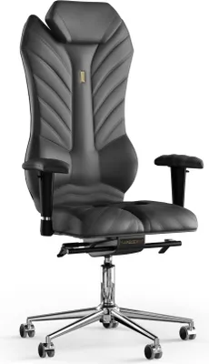 Produktbild von KULIK SYSTEM Monarch - Büro- und Heimstuhl mit patentierter ergonomisch geformter Rückenstütze und Sitzkissen - Leder (Schwarz)