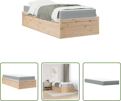 Produktbild von The Living Store Bett mit Matratze 90x190 cm Massivholz Kiefer