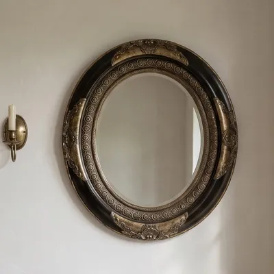 Produktbild von Barock Wandspiegel oval Silber-Schwarz in Antikoptik