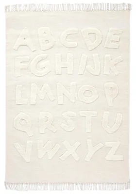 Produktbild von Kinderteppich ABC Alphabet Creme 120x170 cm - Lernteppich und Spielteppich mit feinen Reliefdetails, weich & robust, ideal fürs Baby- & Kinderzimmer
