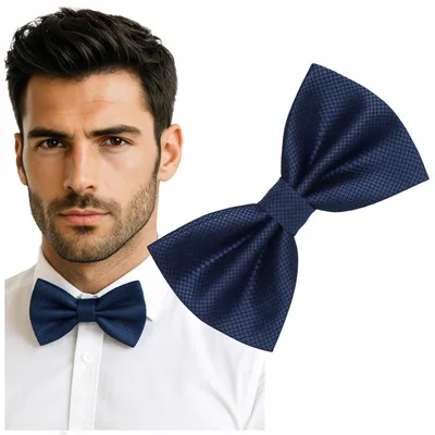 Produktbild von Luvu Herren Fliege elegant verstellbar dunkelblau kariert