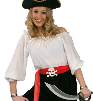 Produktbild von Damen Piratin Piratenbluse weiß Gr. 44 Karneval Fasching Halloween