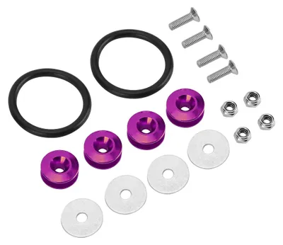 Imagen del producto de Kit de anillos de goma y sujetadores de liberación rápida de colores para parachoques, maletero, guardabarros y tapa de automóvil (morado)