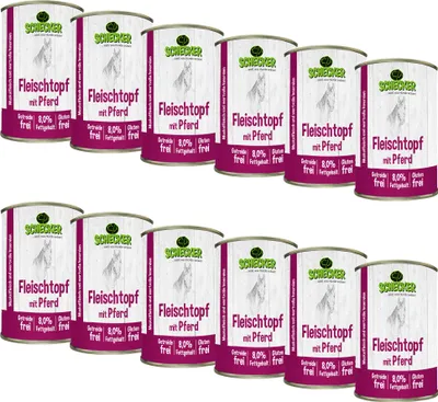 Produktbild von 12x410g Schecker Fleischtopf mit Pferd - getreidefrei - glutenfrei - in Deutschland herstellt