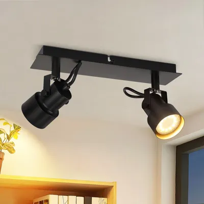 Zdjęcie produktu dla ZMH reflektor sufitowy 2 płomienie czarny reflektor sufitowy 350° obrotowy reflektor ścienny GU10 vintage lampa korytarzowa retro reflektor przemysłowy do salonu sypialnia kuchnia (bez żarówki)