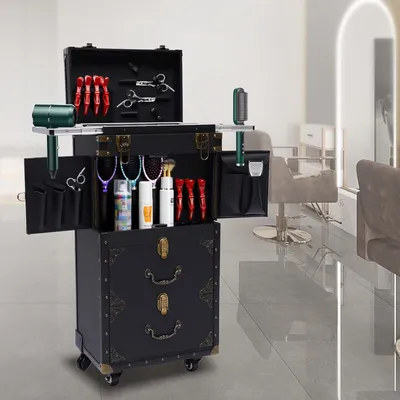 Image de Mallette de coiffure - Mallette de coiffure vintage - Mallette de maquillage - Mallette de beauté - Coffret de beauté