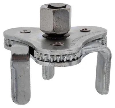 Immagine prodotto di Chiave per la rimozione del filtro dell'olio, strumento a 3 griffe-ganasce-bracci, regolabile con 3/8'' e 1/2", adattatore universale rimovibile, 62–120 mm
