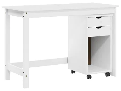 Immagine prodotto di vidaXL Set di scrivania e mobiletto, 2 pezzi, bianco, legno di pino massello