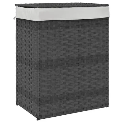 Produktbild von vidaXL Wäschekorb mit Deckel Grau 46x33x60 cm Poly Rattan
