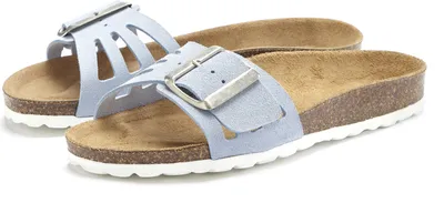 Produktbild von Elbsand Pantolette Sandale, Mule, offener Schuh, Sommerschuhe, Lederpantolette hellblau Größe 44