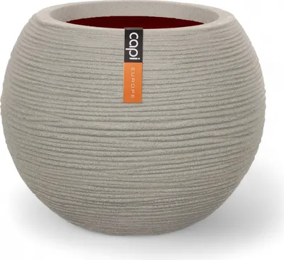 Produktbild von Capi Europe - Vase Kugel Rib NL - 40 x 32 cm - Hellgrau - Öffnung Ø24 cm
