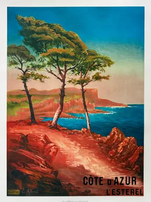 Obrázek produktu pro Azurové pobřeží – ESTEREL – L. Adenot – 50 x 70 cm Plakát