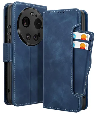Image de Avizar, étui portefeuille avec support et porte-cartes amovible pour Xiaomi 17 Ultra, bleu nuit