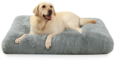Produktbild von Hundebett Hundekissen Hundekorb - 90 x 60 cm - Rutschfest - Grau - Waschbarer Plüsch