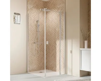 Produktbild von Duschtür für Seitenwand mit Drehtür an Festteil BREUER Elana 2.0 100 x 200 cm Profil eckig weiß Klarglas Türanschlag rec