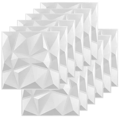 Imagen del producto de Panel de pared 3D - PVC - 30 x 30 cm - Blanco - 12 unidades - Para salón y dormitorio