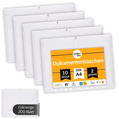 Produktbild von perfect line 10er Pack A4 Dokumententasche A4 auf A5 180my klar