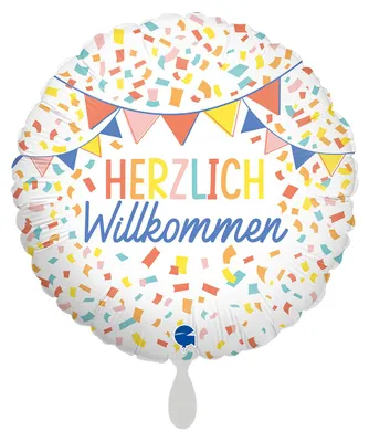 Produktbild von Folienballon Herz 45cm Herzlich Willkommem