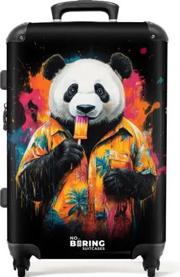 Produktbild von NoBoringSuitcases.com® Großer Koffer - Sommerpanda mit Eiscreme - Kombinationsschloss TSA - Hartschalen Trolley 4 Rollen - 72 liter - Reisekoffer - 66 cmKoffer Mittelgroß 67x43x25 cm, 72L,