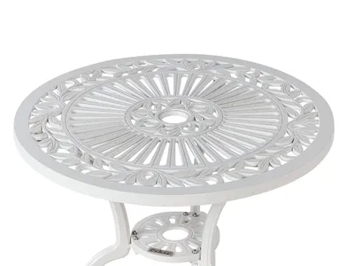 Obrázok produktu pre BELIANI Záhradný bistro stolík biely hliníkový okrúhly 61 cm vonkajší stôl vintage dizajn
