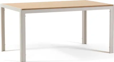 Produktbild von Rechteckiger Innentisch 150×90 cm – Aluminiumgestell und MDF-Tischplatte, elegant und vielseitig für Küche, Esszimmer und Wohnzimmer – NOAH – Weiß/Holz