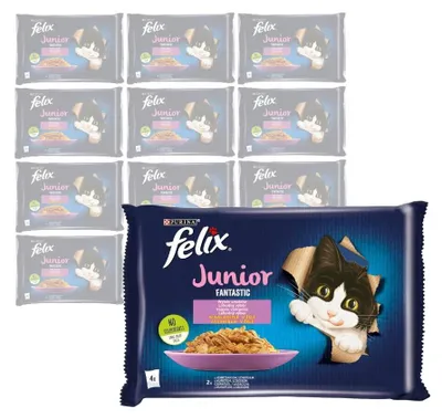 Zdjęcie produktu dla Felix Fantastic Junior Karma Dla Kociąt Wybór Smaków W Galaretce 12x340g (48x85g) Kurczak I Łosoś