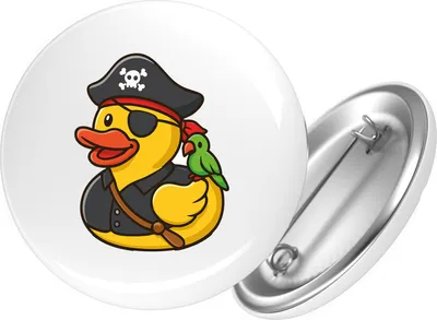 Produktbild von Huuraa Button Quietscheente Pirat Gummiente Freibeuter 59mm rund mit Sicherheitsnadel Ansteckbutton Geschenkidee