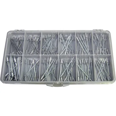 Produktbild von TOOLCRAFT DIN 7337 ALU/STZN Nieten Sortiment Inhalt 1 Set