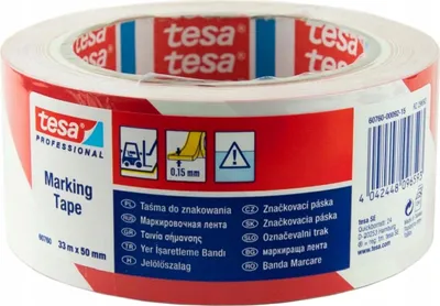 Produktbild von Tesa Warnklebeband Weiss-Rot 33M 50Mm