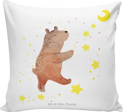 Produktbild von Mr. & Mrs. Panda Sofakissen Bär Träume - Weiß - Geschenk, Träumen, kissen bedruckt, 40x40, Traum, Teddy, Deko, kuschelkissen, Traumdeutung, für sofa, Dekokissen