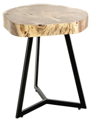Runder Beistelltisch Acacia massiv, schwarzes Gestell, H 50 cm x Ø 45 cm