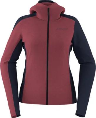 Chill Thermal Hoody von La Sportiva; Damen Midlayer Jacke in Rot und Blau; mit durchgehendem Reißverschluss.
