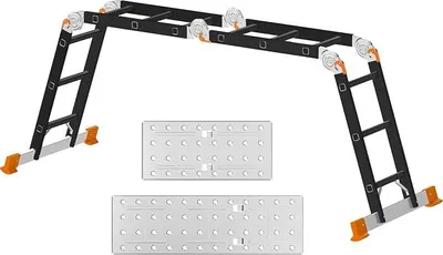 Imagen del producto de Escalera multiusos, escalera de aluminio, 3,4 metros, 4 peldaños, estable
