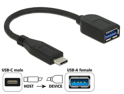 Produktbild von DeLOCK USB 3.1 Gen 2 Type-C/Typ-A, 0,1 m, USB C, USB A, Schwarz