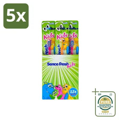 Image de 5 brosses à dents pour enfants Sence Fresh Kids, souples, pack économique - 5 pièces
