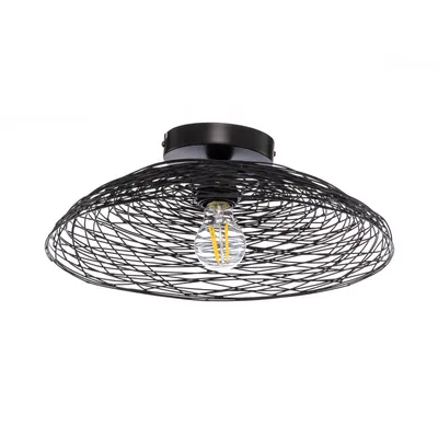 Produktbild von Lindby Deckenleuchte Thorian, schwarz, Eisen, Ø 40 cm, E27