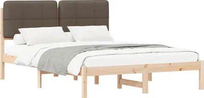 Produktbild von Bettgestell mit gepolstertem Kopfteil Taupe 140 x 200 cm