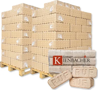 Produktbild von 2000 kg RUF Briketts Hartholzbriketts aus Buche und/oder Eiche | 200 x 10 kg Holzbrikett auf Palette | Energie Kienbacher®