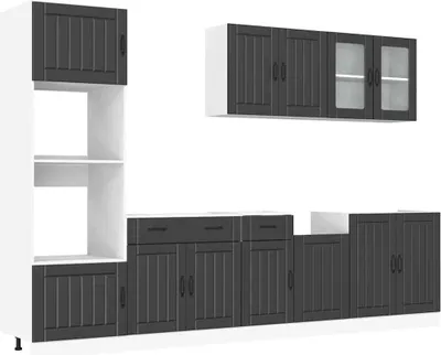 Produktbild von 7-tlg. Küchenschrank-Set Kalmar Schwarz Holzwerkstoff