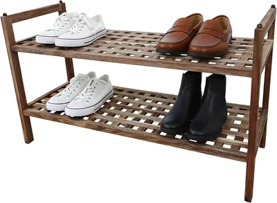 Immagine prodotto di Portascarpe in legno di acacia, per 6 paia di scarpe, con 2 ripiani, impilabile, dimensioni 69x41x26 cm, colore naturale