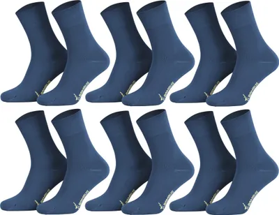 Produktbild von Tobeni 6 Paar Bambussocken ohne Gummi Damen Herren Business-Socken, Farbe:Jeans Blau, Grösse:35-38