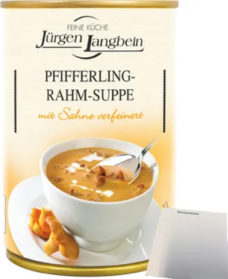Produktbild von Jürgen Langbein Pfifferling-Rahm-Suppe mit Sahne verfeinert 1er Pack (1x400ml Dose) + usy Block