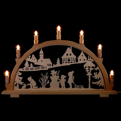 Immagine prodotto di Arco di candele per bambini d'inverno (66x44 cm) di Kunstgewerbe Lenk & Sohn