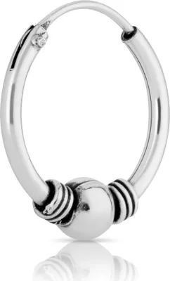 Produktbild von Bali Creole einzel Ohrring Kugel 13mm 925 Sterlingsilber Mittelalter Gothic 1781