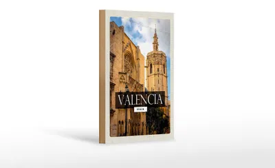 Produktbild von Holzschild Reise 12x18 cm Valencia Spain Architektur Tourismus