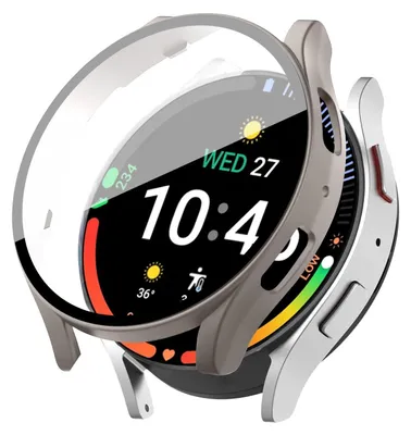 Produktbild von 360 Grad Smartwatch Hülle für Samsung Galaxy Watch7 44 mm mit Displayschutz Case Watch Cover Bumper Rundum Schutzhülle Uhr Bildschirmschutz Grau